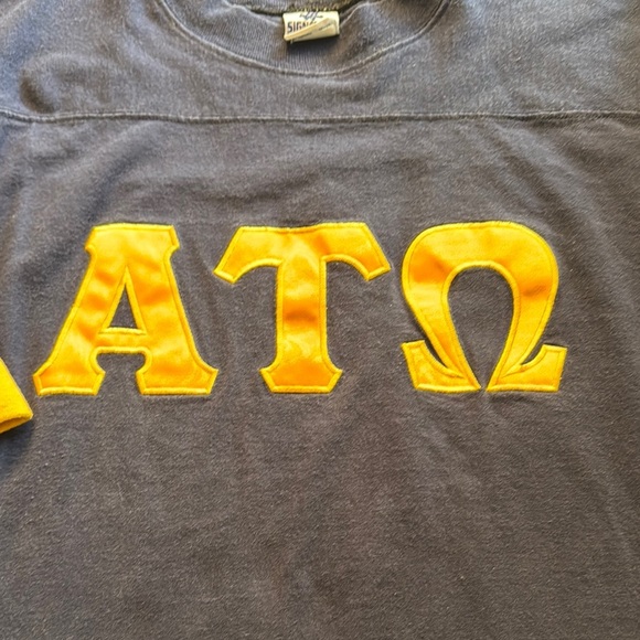 Rare Vintage Dark Blue and Yellow Alpha Tau Omega Sorority Tee - Picture 4 of 6